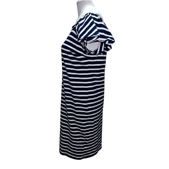 Ralph Lauren Womens Navy & White Striped Off-Shoulder Dress M - Picture 6 of 14